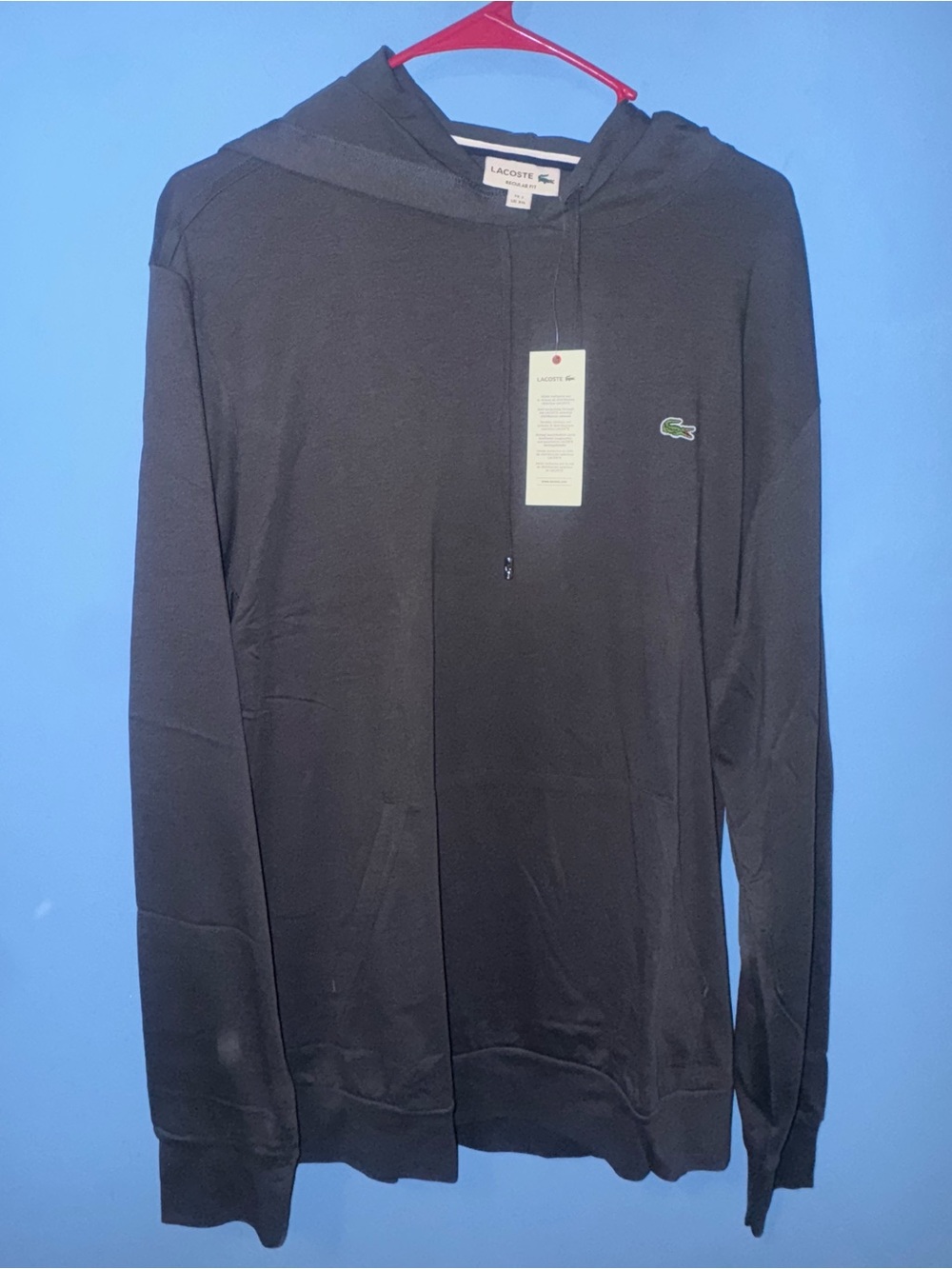 Lacoste Black Men's Hooded Pullover with Embroidered Croc 2XL NWT